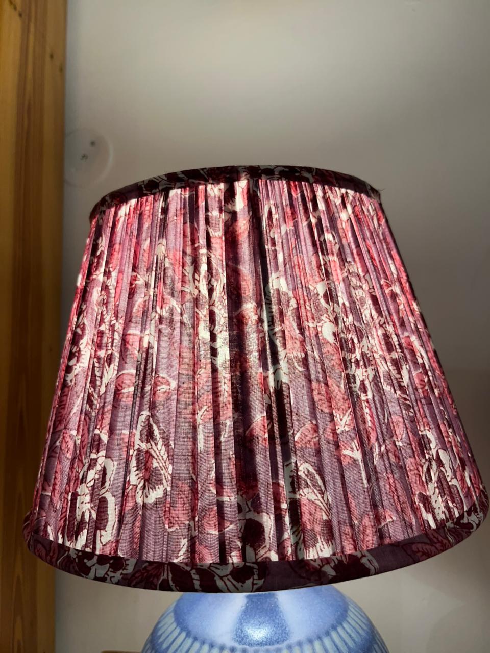 Block Printed Pleated Lamp Shade - Pink Floral