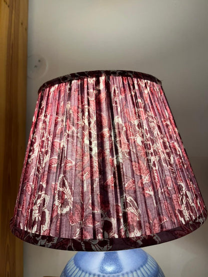 Block Printed Pleated Lamp Shade - Pink Floral