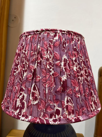 Block Printed Pleated Lamp Shade - Pink Floral
