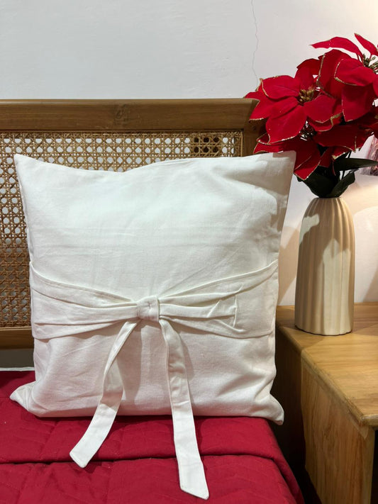 Bow White Cushion Cover