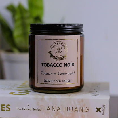 Amber Jar Scented  Soy Wax Candle- Tobacco Noir