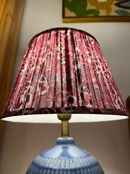 Block Printed Pleated Lamp Shade - Pink Floral