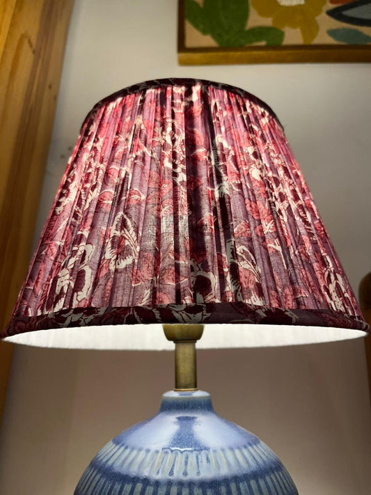 Block Printed Pleated Lamp Shade - Pink Floral