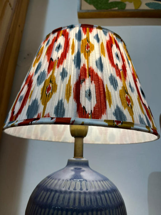 Block Printed Pleated Lamp Shade - Multi color Ikat