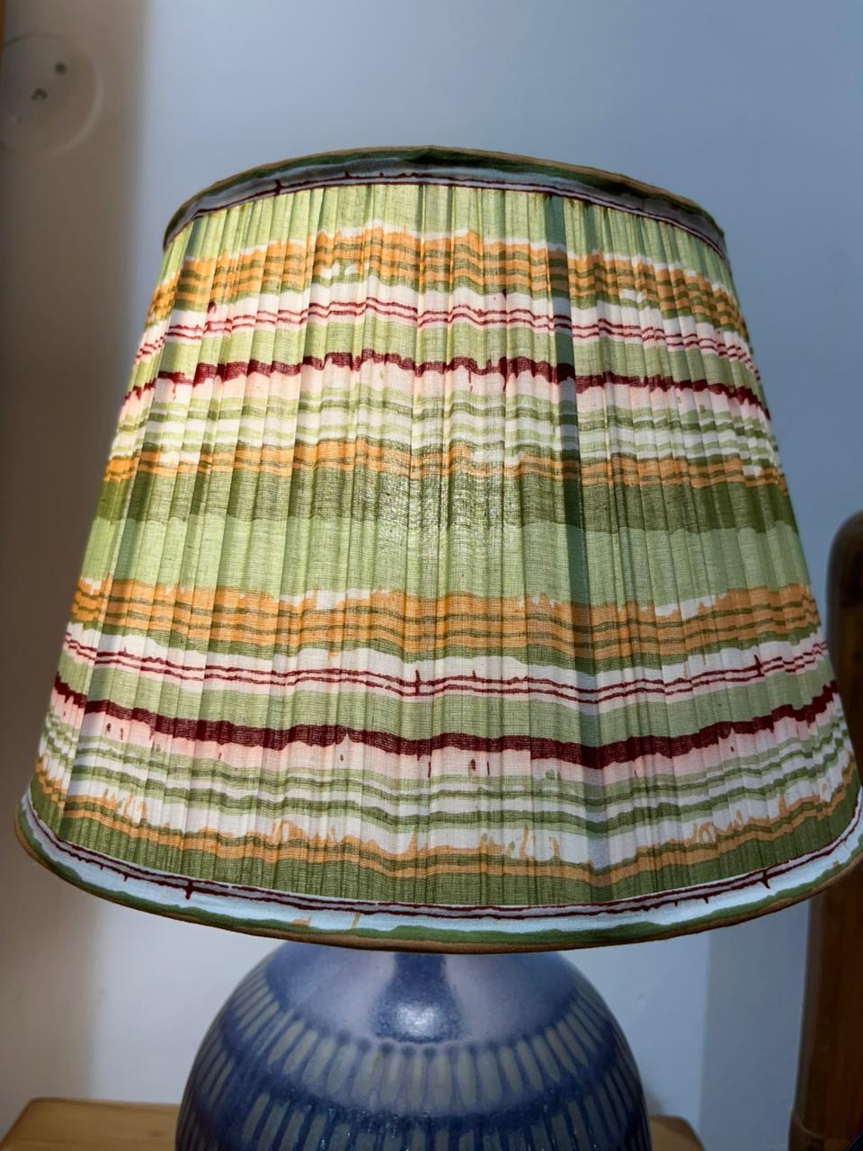 Block Printed Pleated Lamp Shade - Earth line