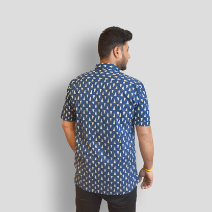 Kone Cotton Slim Shirt- Blue