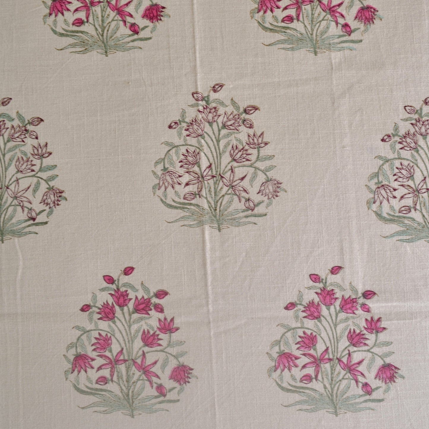 Gulmohar Block Printed Cotton Bedcover- Pink