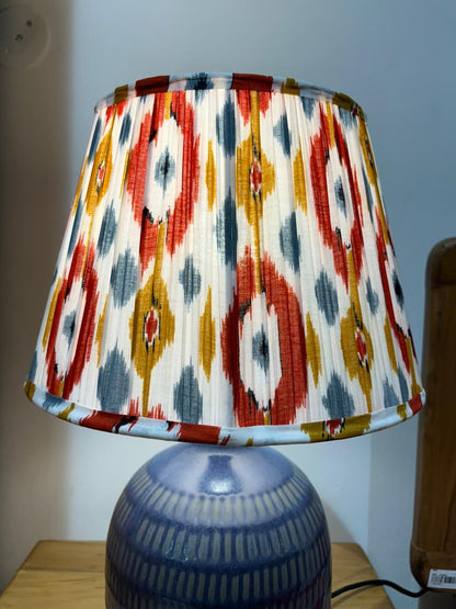 Block Printed Pleated Lamp Shade - Multi color Ikat