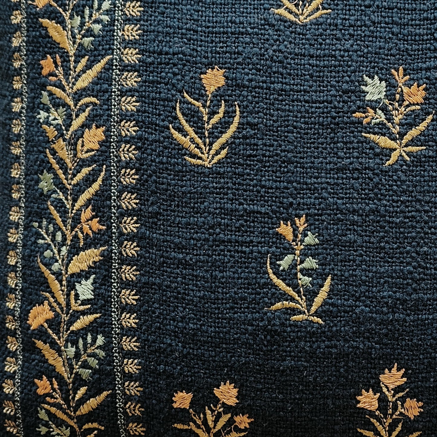 EMBROIDERED DARK BLUE CUSHION COVER