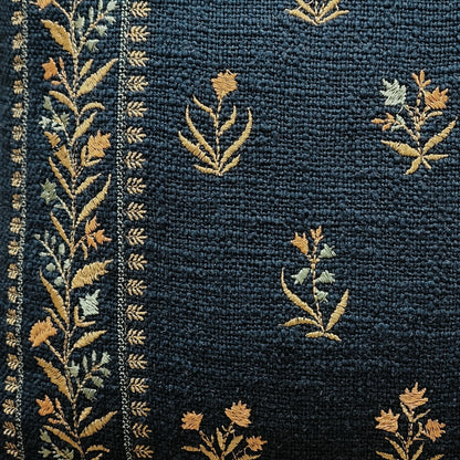 EMBROIDERED DARK BLUE CUSHION COVER