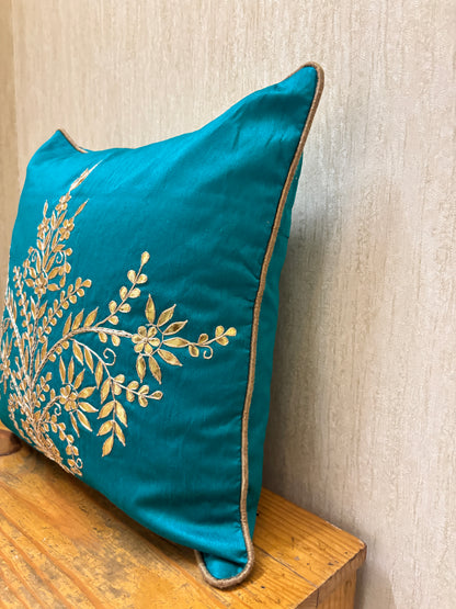 Green Gota Patti Cushion Cover