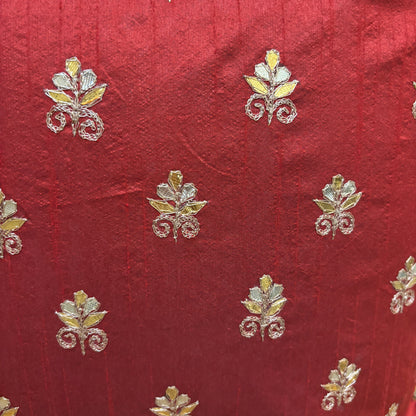 RUST GOTA PATTI BUTTA CUSHION COVER