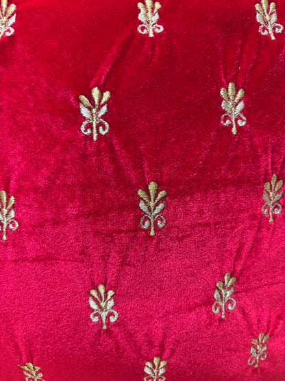 Red Velvet Gota Patti Cushion Cover