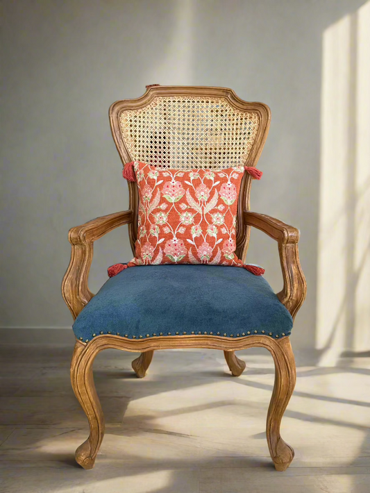 EMBROIDERED RUST CUSHION COVER