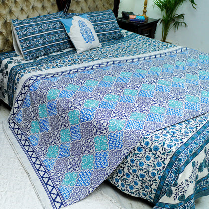 Moroccan Dohar Blockprinted Cotton- Blue