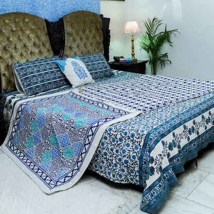 Moroccan Dohar Blockprinted Cotton- Blue