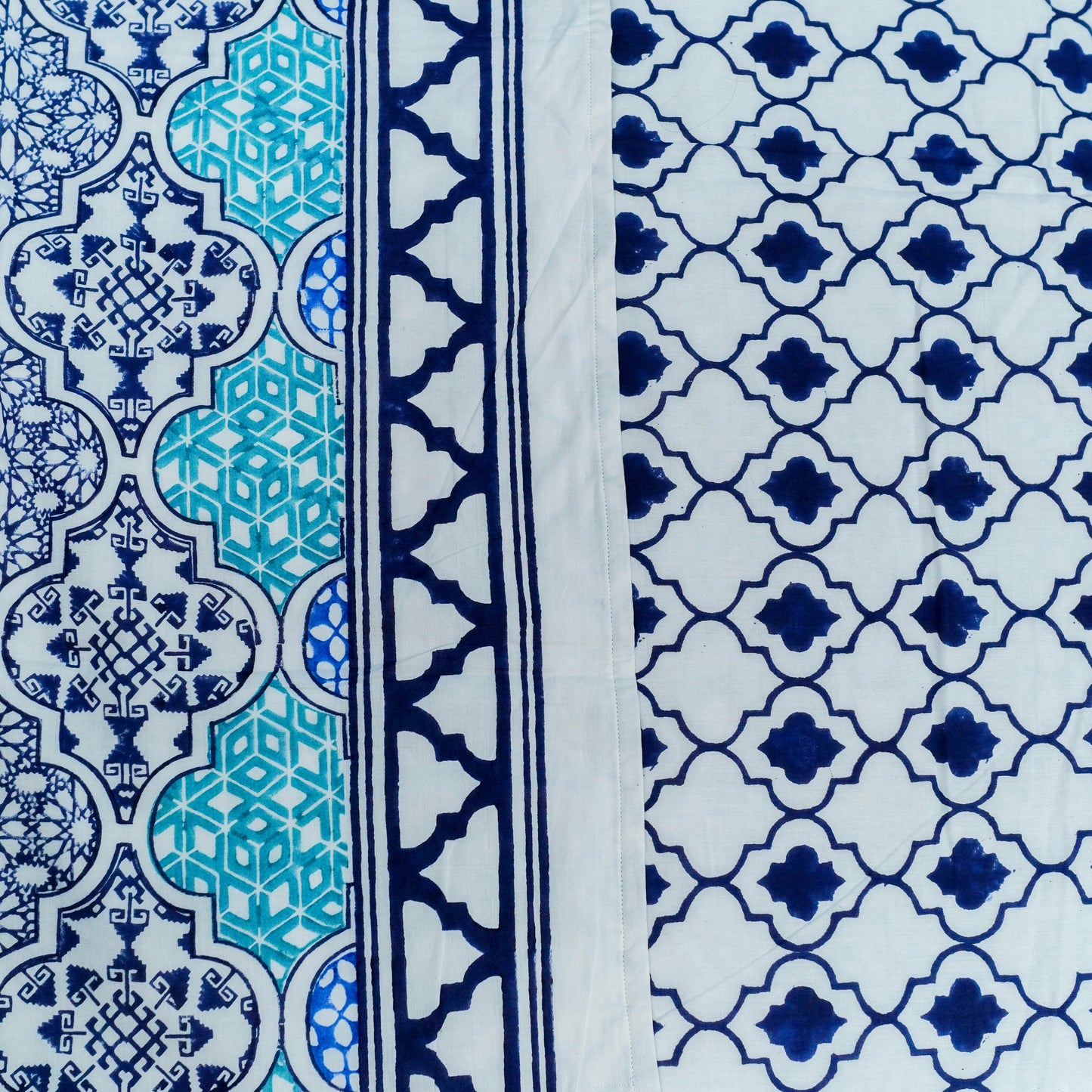 Moroccan Dohar Blockprinted Cotton- Blue