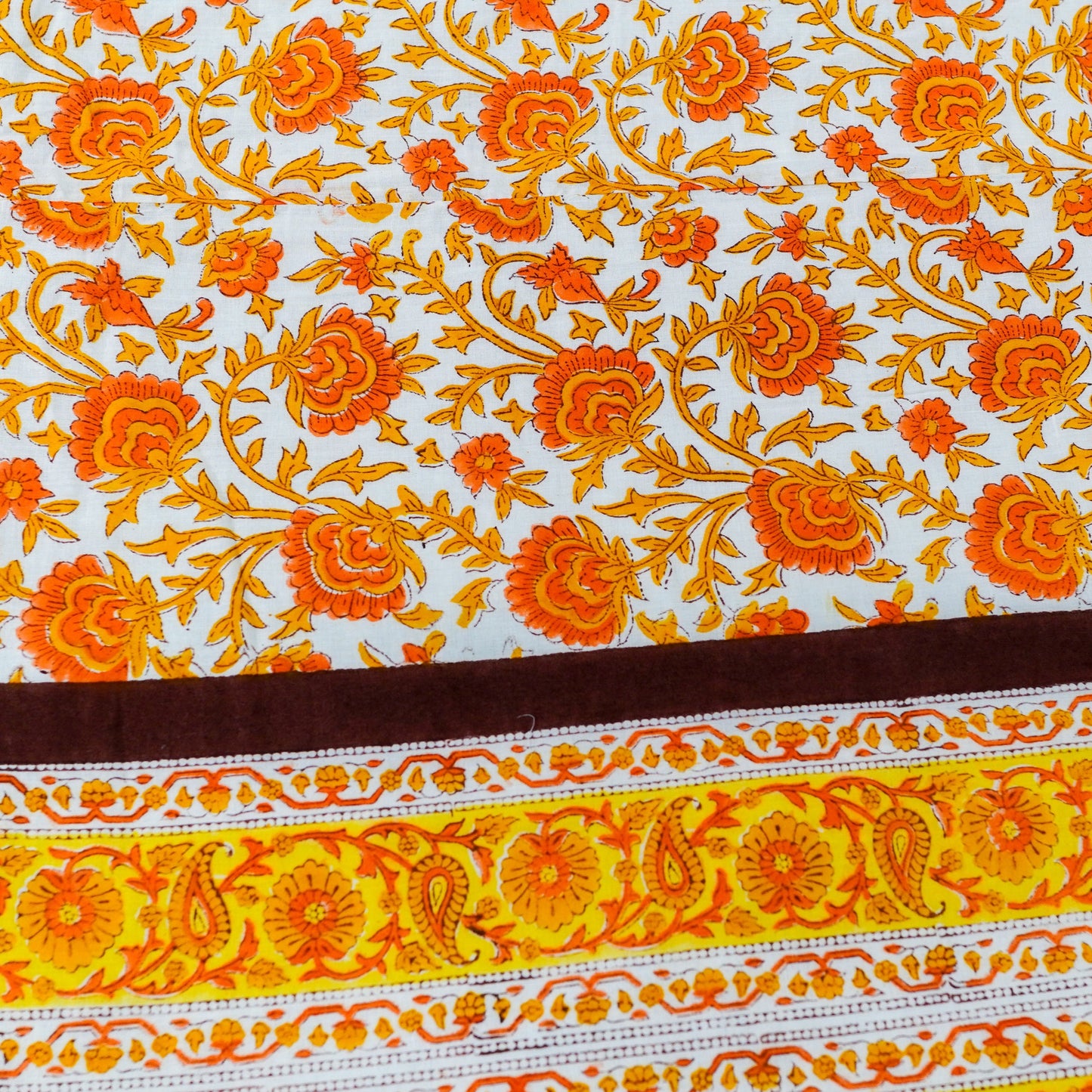 Gulmohar Dohar Blockprinted Cotton- Yellow