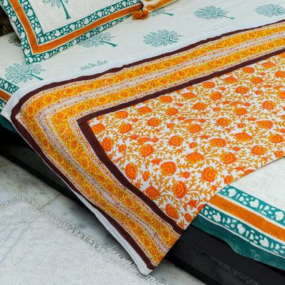 Gulmohar Dohar Blockprinted Cotton- Yellow