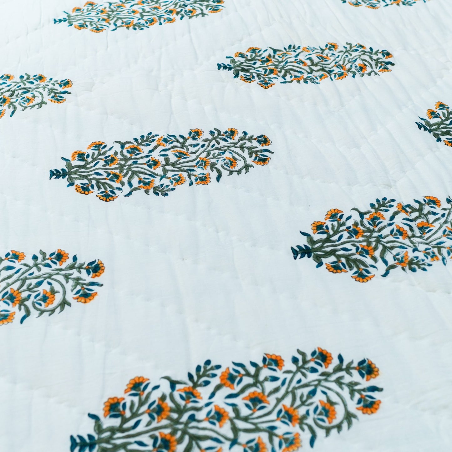 Gulmohar Quilted Block Printed- White