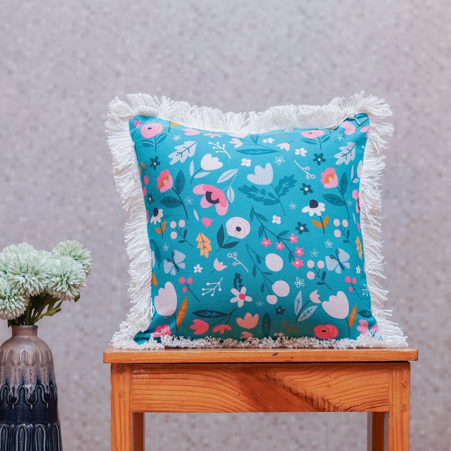 Bahaar Teal Sofa Cushion Cover