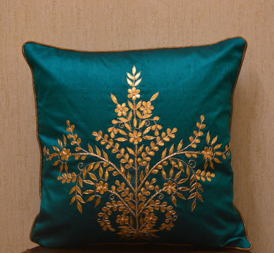 Green Gota Patti Cushion Cover