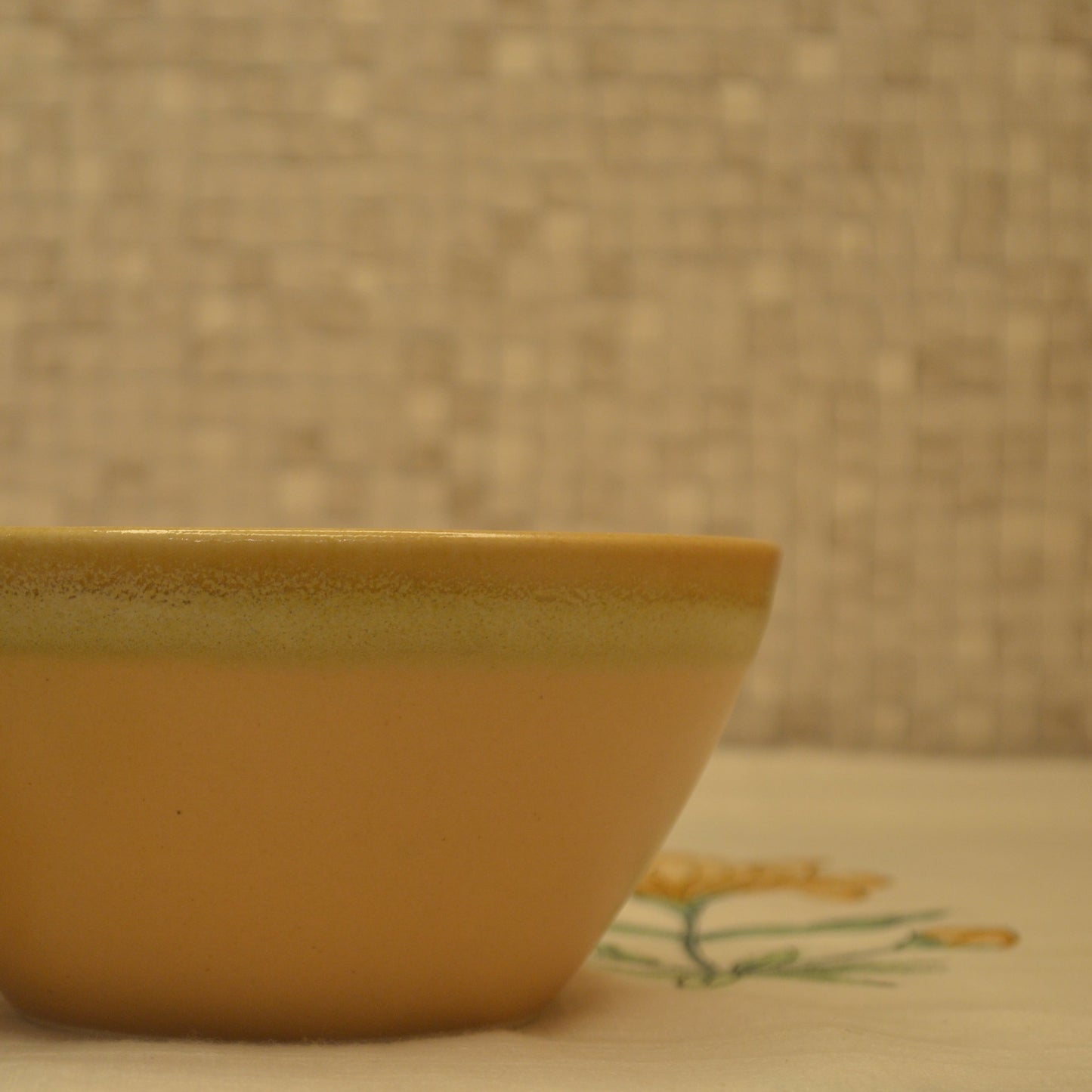 Abstract Ceramic Serving Bowl- Yellow Orange