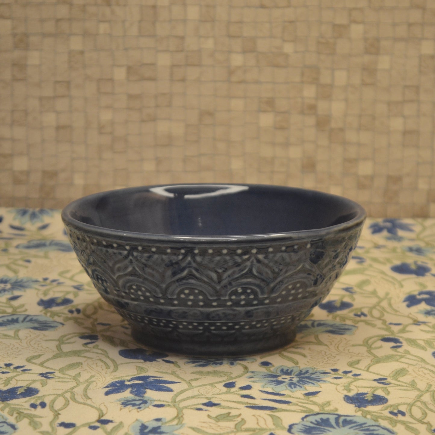 Moroccan Ceramic Serving Bowl- Indigo