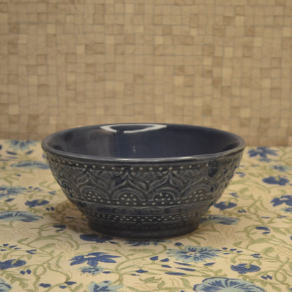 Moroccan Ceramic Serving Bowl- Indigo