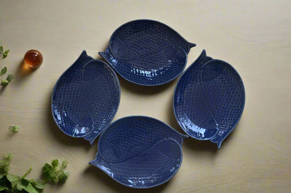 Elegant Oval Ceramic Serving Tray – Midnight Blue
