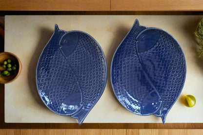 Elegant Oval Ceramic Serving Tray – Midnight Blue