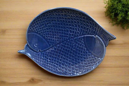 Elegant Oval Ceramic Serving Tray – Midnight Blue