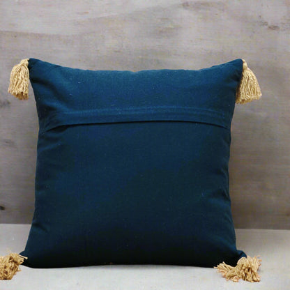 EMBROIDERED DARK BLUE CUSHION COVER