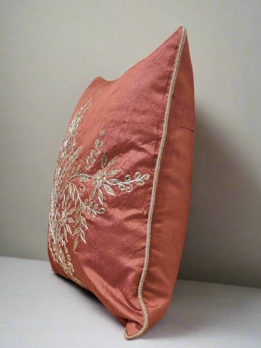 Brown Gota Patti Jaal Cushion Cover