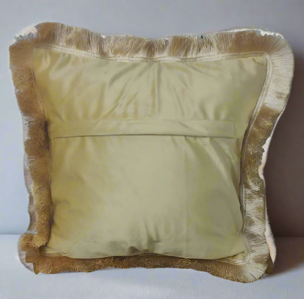 Golden Fringed Velvet Cushion Cover