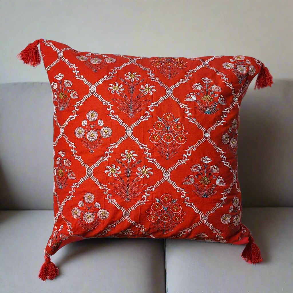 Red Embroidery Cushion Cover