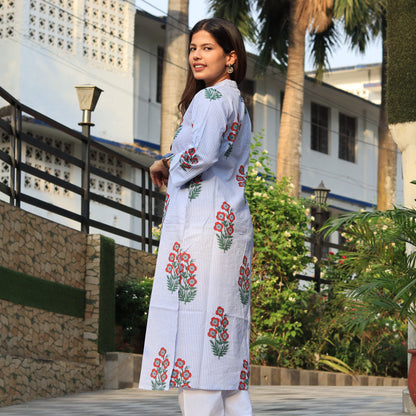 Stripes and Flowers Kurta