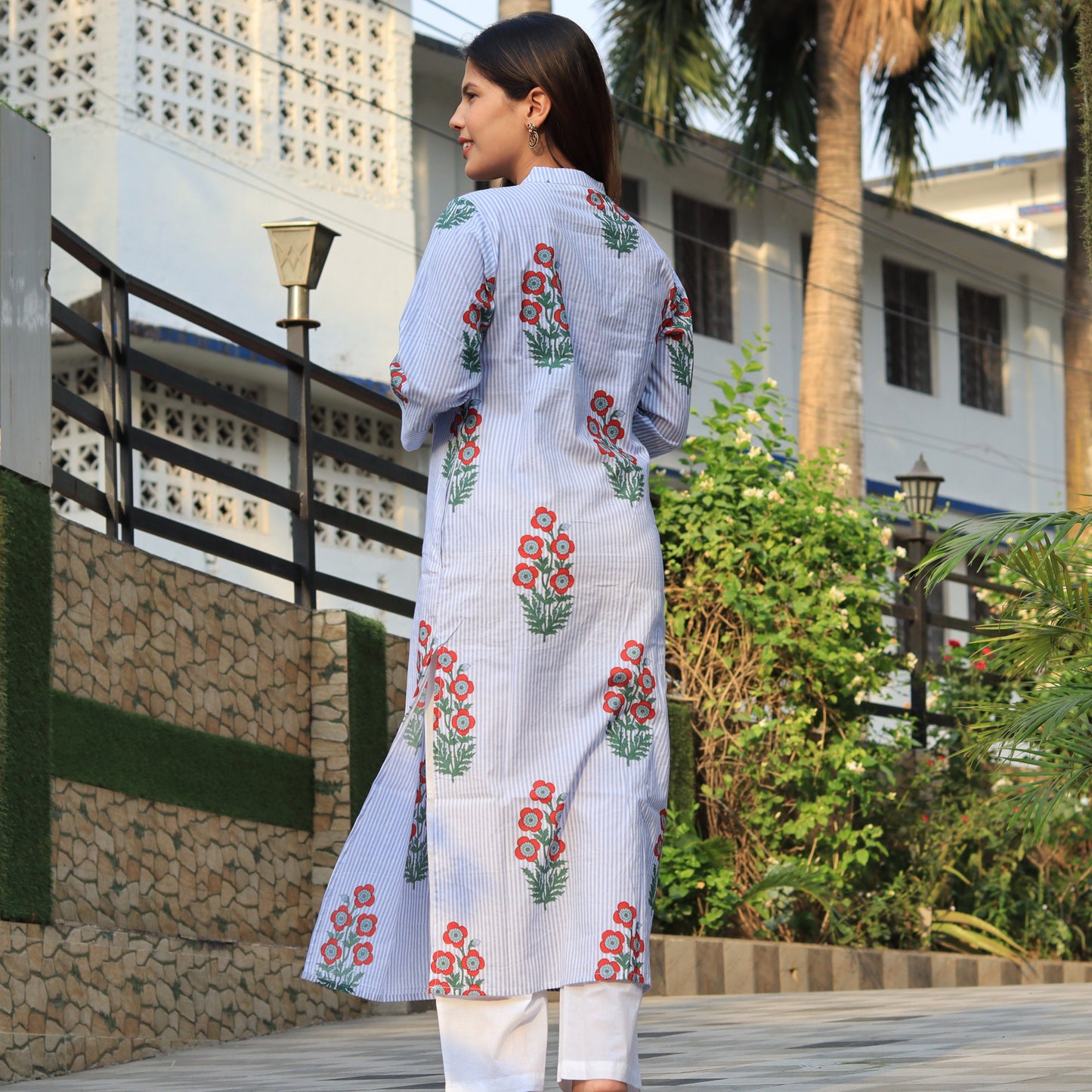 Stripes and Flowers Kurta