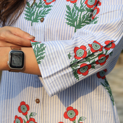 Stripes and Flowers Kurta