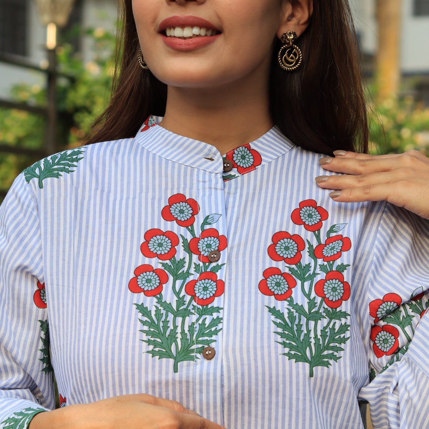 Stripes and Flowers Kurta