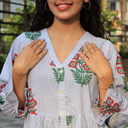 Stripes And Flower Mini Dress