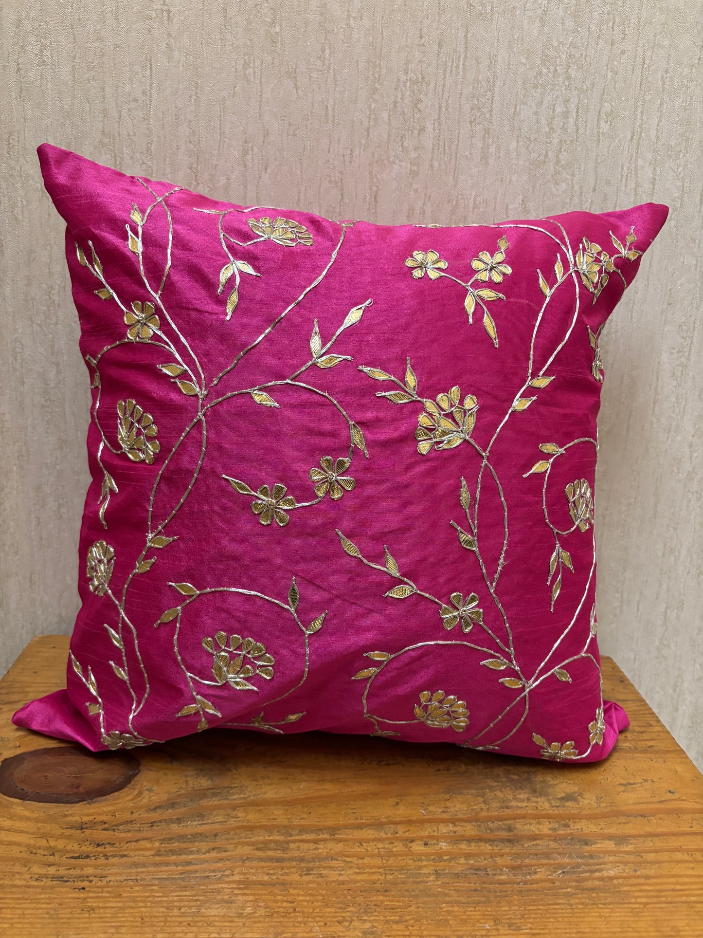 Pink Jaal Gota Patti Cushion Cover
