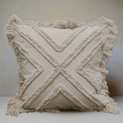 IVORY WHITE TUFTED CUSHION COVER