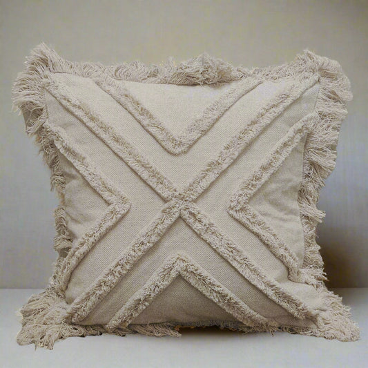 IVORY WHITE TUFTED CUSHION COVER