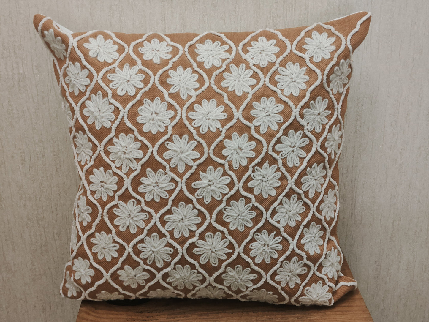 FLORAL TUFTED MUSTARD CUSHION COVER