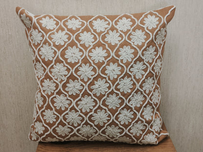 FLORAL TUFTED MUSTARD CUSHION COVER
