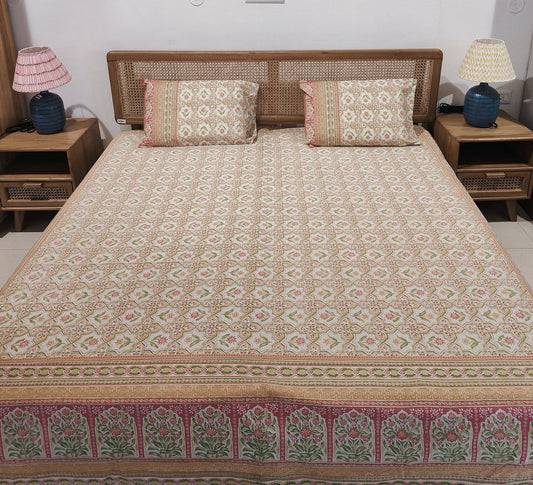 BEDSHEET SPRING PEACH (SUPER KING)
