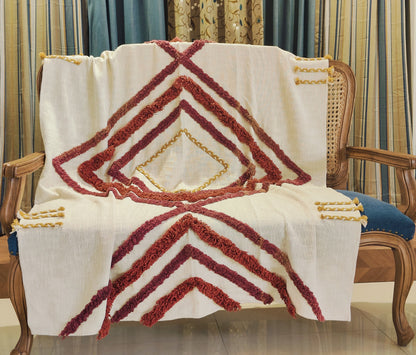 Cream & Rust Textured Diamond Throw