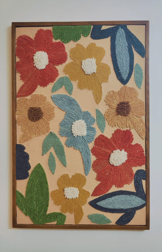 Handwoven Floral Wall Frame – Bloom Burst