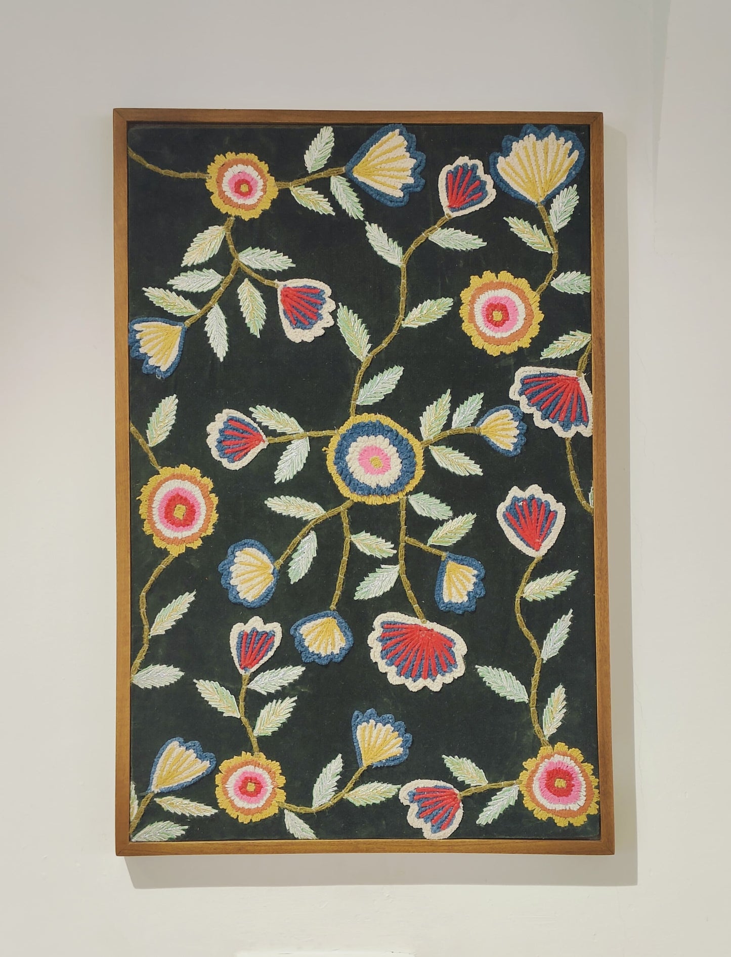 Midnight Bloom – Hand-Embroidered Wall Frame
